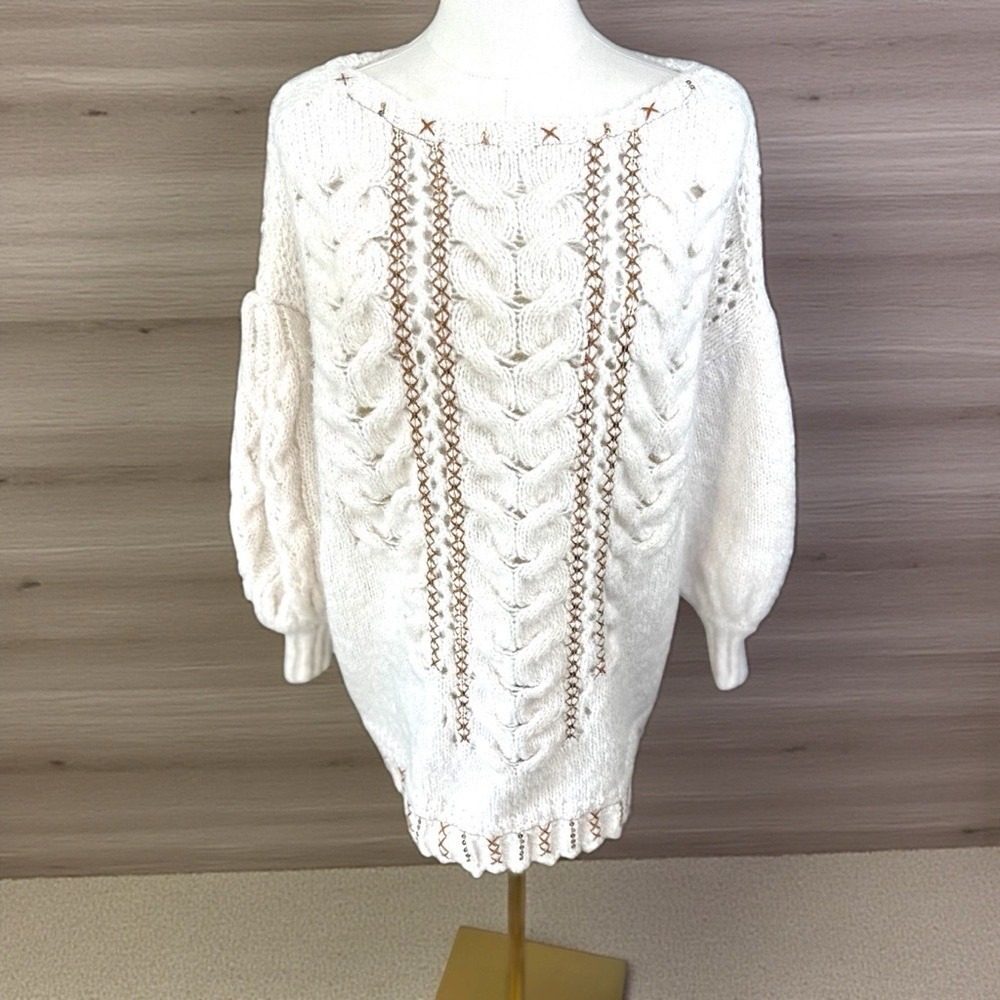 Munche Muchette‎ NWT Charlie Slouchy Oversized Knit Sweater Embellished One Size